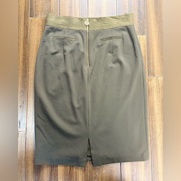 Antonio Melani size 8 Olive Green Pencil Skirt High Waisted Zip Up - Picture 8 of 12